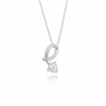 Sterling Silver Solitaire Cubic Zirconia Loop Pendant & 40cm Chain