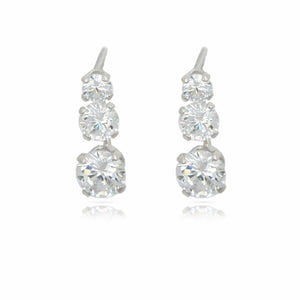 Sterling Silver Cubic Zirconia Trilogy Earrings