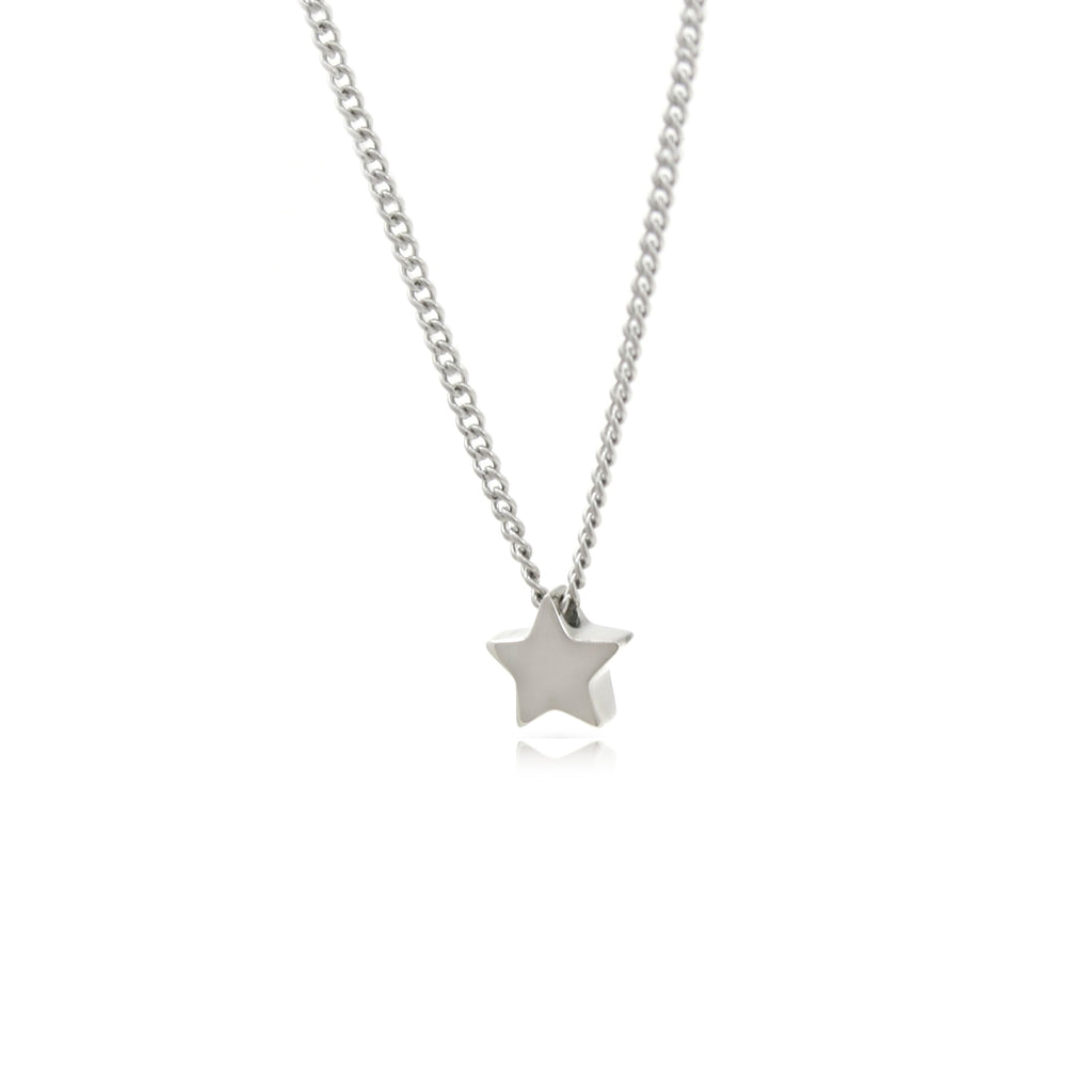 Stainless Steel Silver Tone Star Slider Pendant & Chain