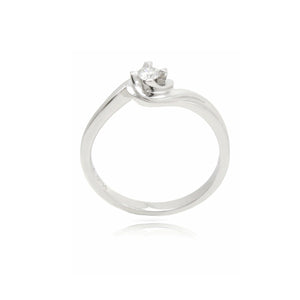 18ct White Gold Solitaire Swirl Ring
