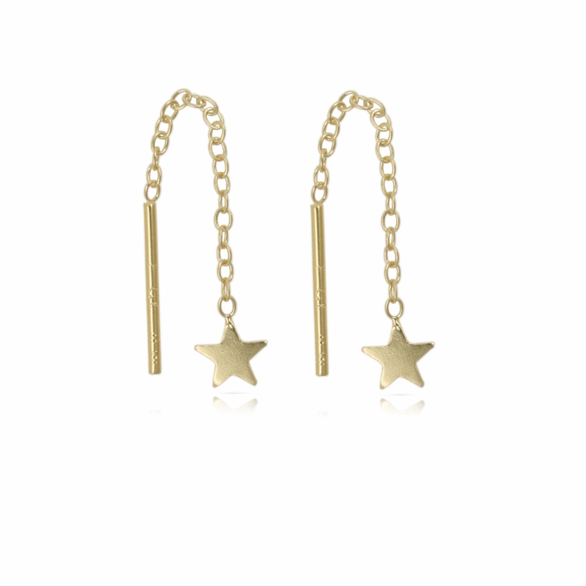 Sterling Silver Gold Plated Petite Star Thread Earring & Stud Set