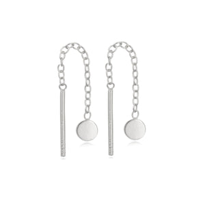 Sterling Silver Petite Circle Thread & Stud Earring Set
