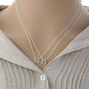 Sterling Silver Petite Block Initial & Chain