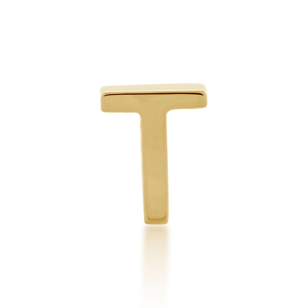 9ct Gold Petite Block Initial T Pendant