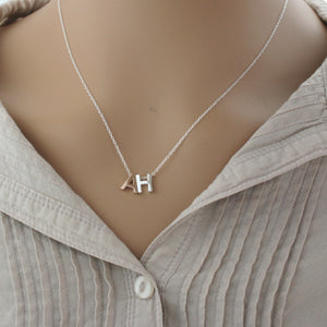 Sterling Silver Rose Gold Initial Pendant & Chain