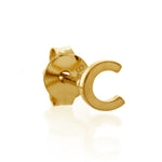 9ct Gold Petite Block Initial C Single Stud Earring