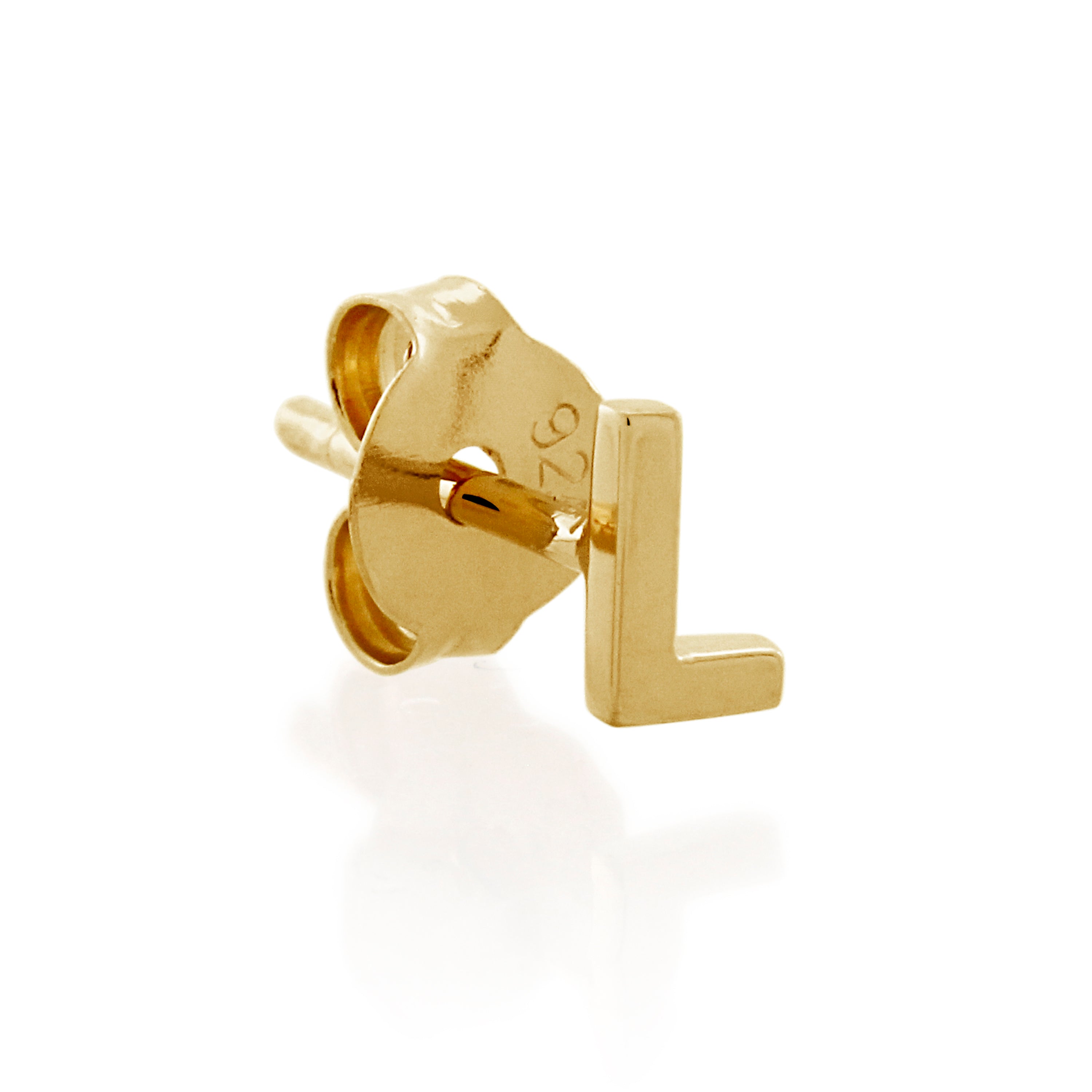 9ct Gold Petite Block Initial L Single Stud Earring