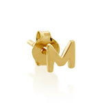 9ct Gold Petite Block Initial M Single Stud Earring