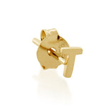 9ct Gold Petite Block Initial T Single Stud Earring