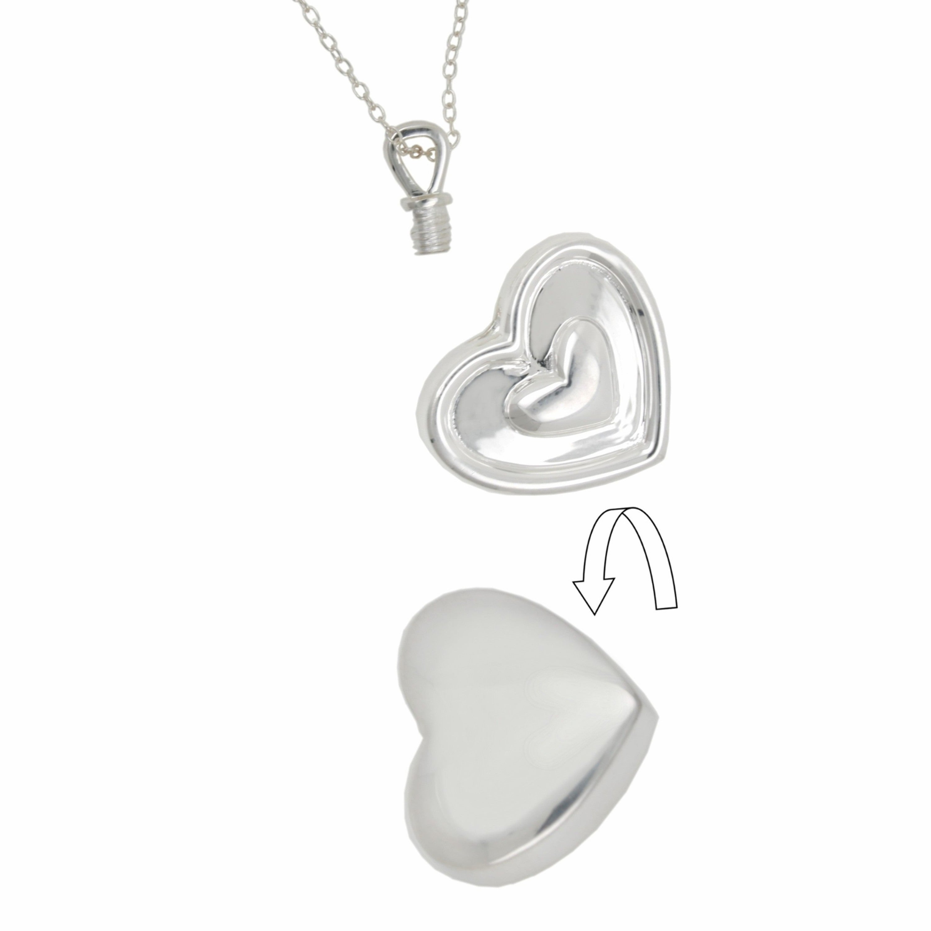 Sterling Silver Heart In Heart Perfume Bottle or Ashes Pendant