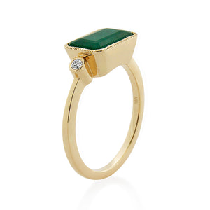 14ct Yellow Gold Emerald & Diamond Dress Ring