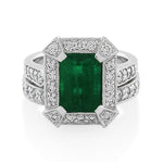 18ct White Gold Natural Emerald & Diamond Ring 1.43ct TW