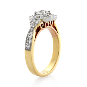 18ct Yellow, White Gold & Rose Gold Diamond Ring 1.00ct TW