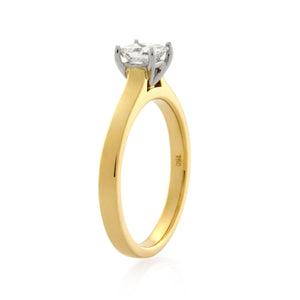 18ct Yellow Gold Diamond Princess Cut Solitaire Ring .40ct