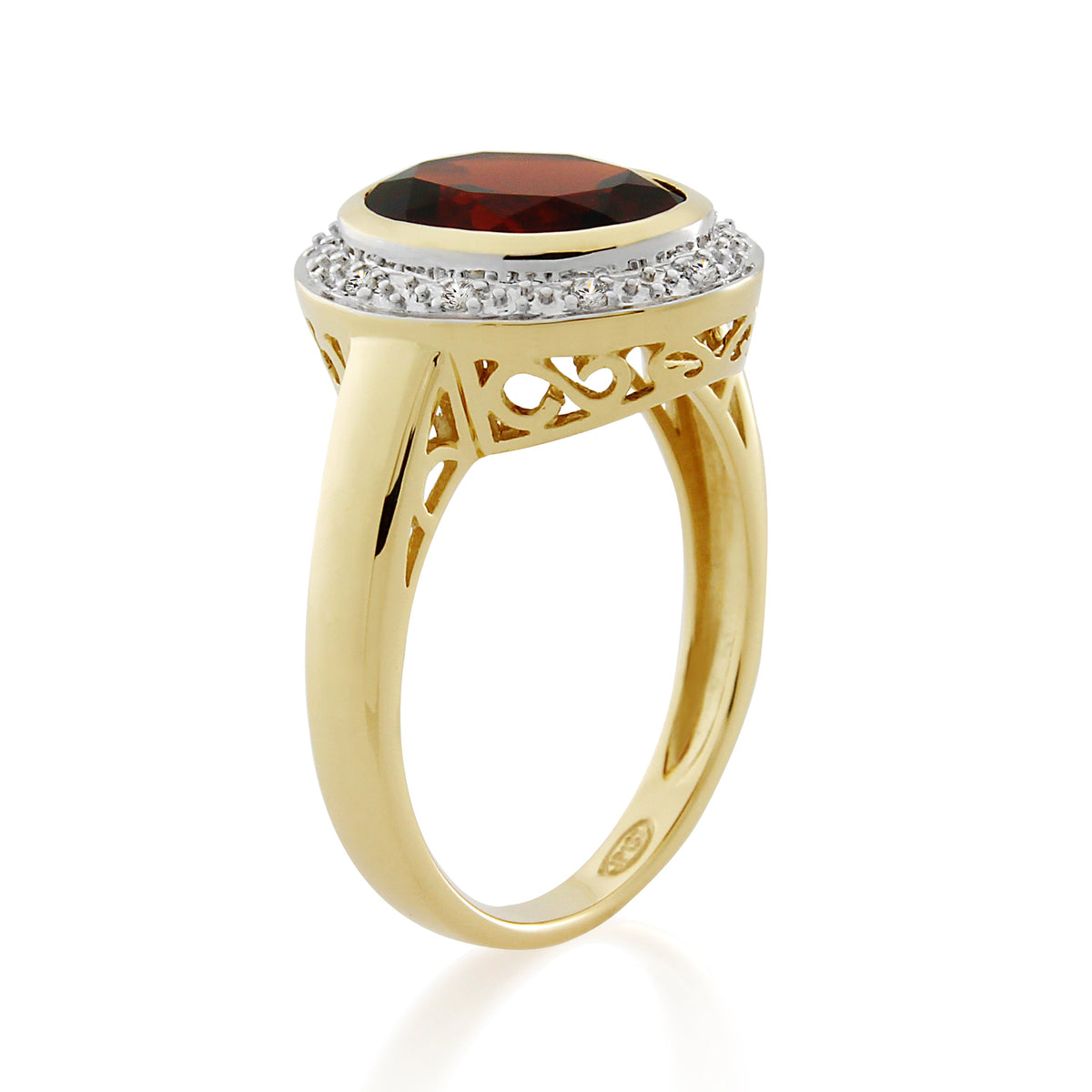 9ct Yellow Gold Garnet & Diamond Ring – Kohi Jewels