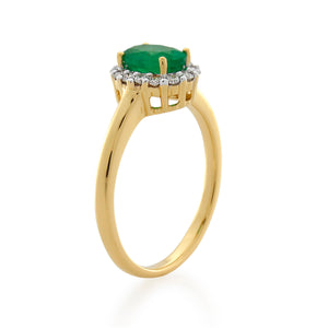 18ct Yellow Gold natural Emerald & Diamond Cluster Ring