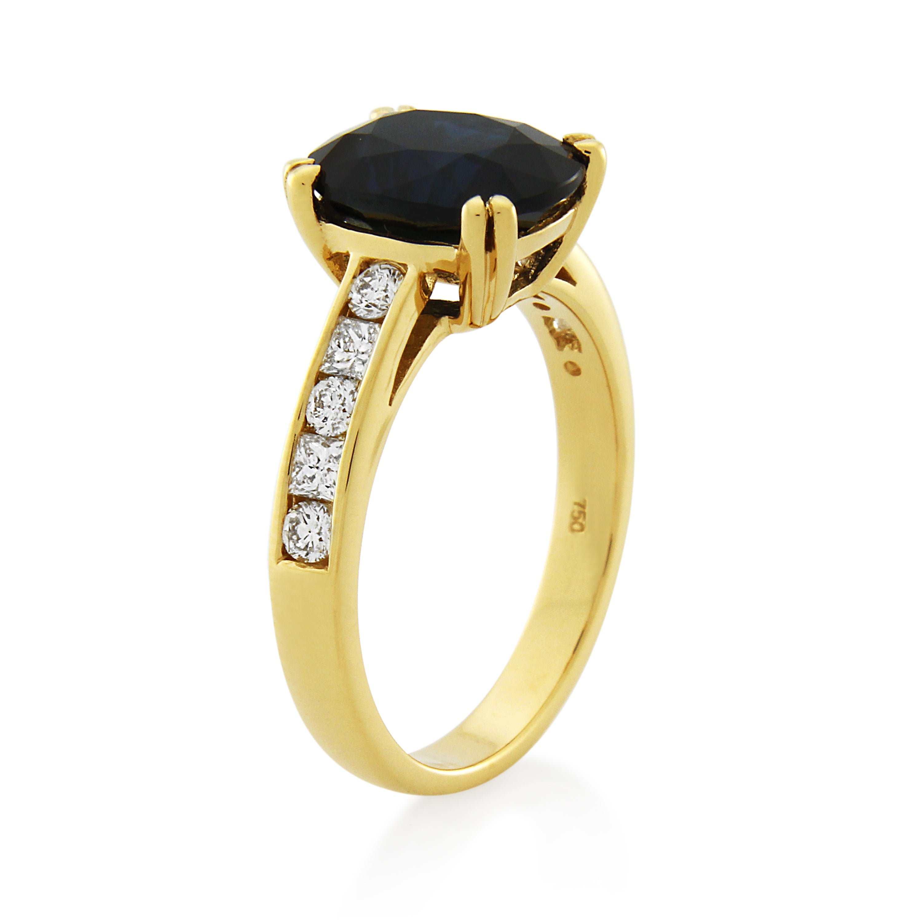 18ct Yellow Gold Diamond & Sapphire Ring .51ct TW