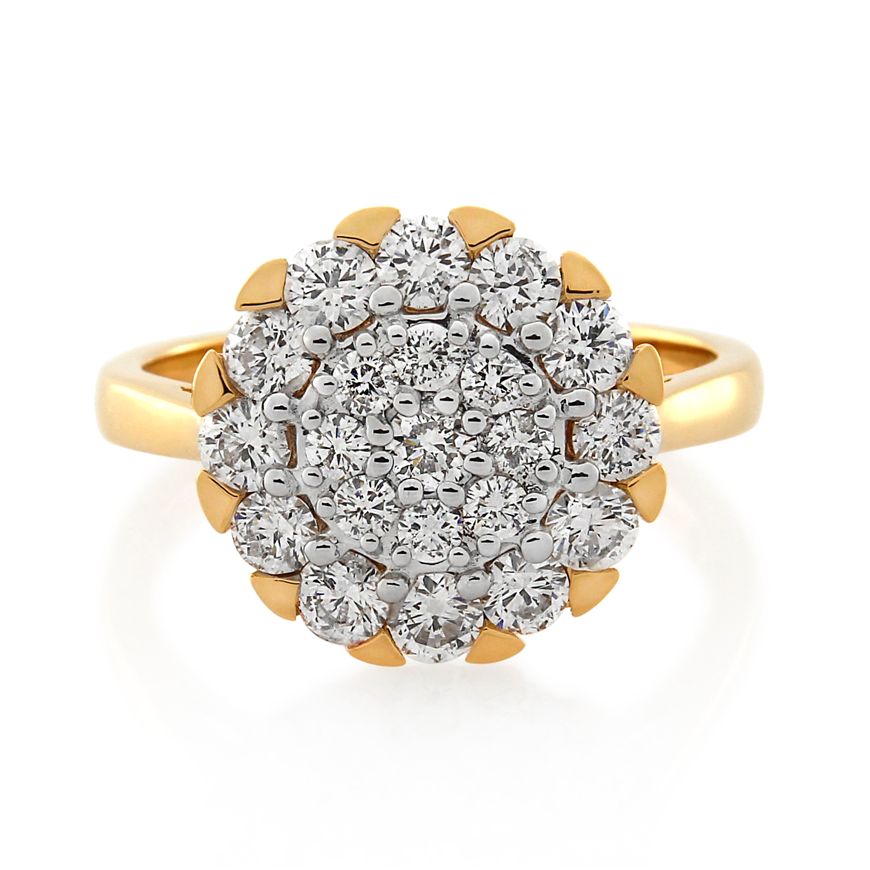 18ct Yellow Gold Diamond Fancy Cluster Ring 1.11ct TW