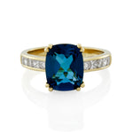 18ct Gold Diamond & London Blue Topaz Dress Ring
