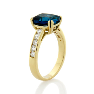 18ct Gold Diamond & London Blue Topaz Dress Ring