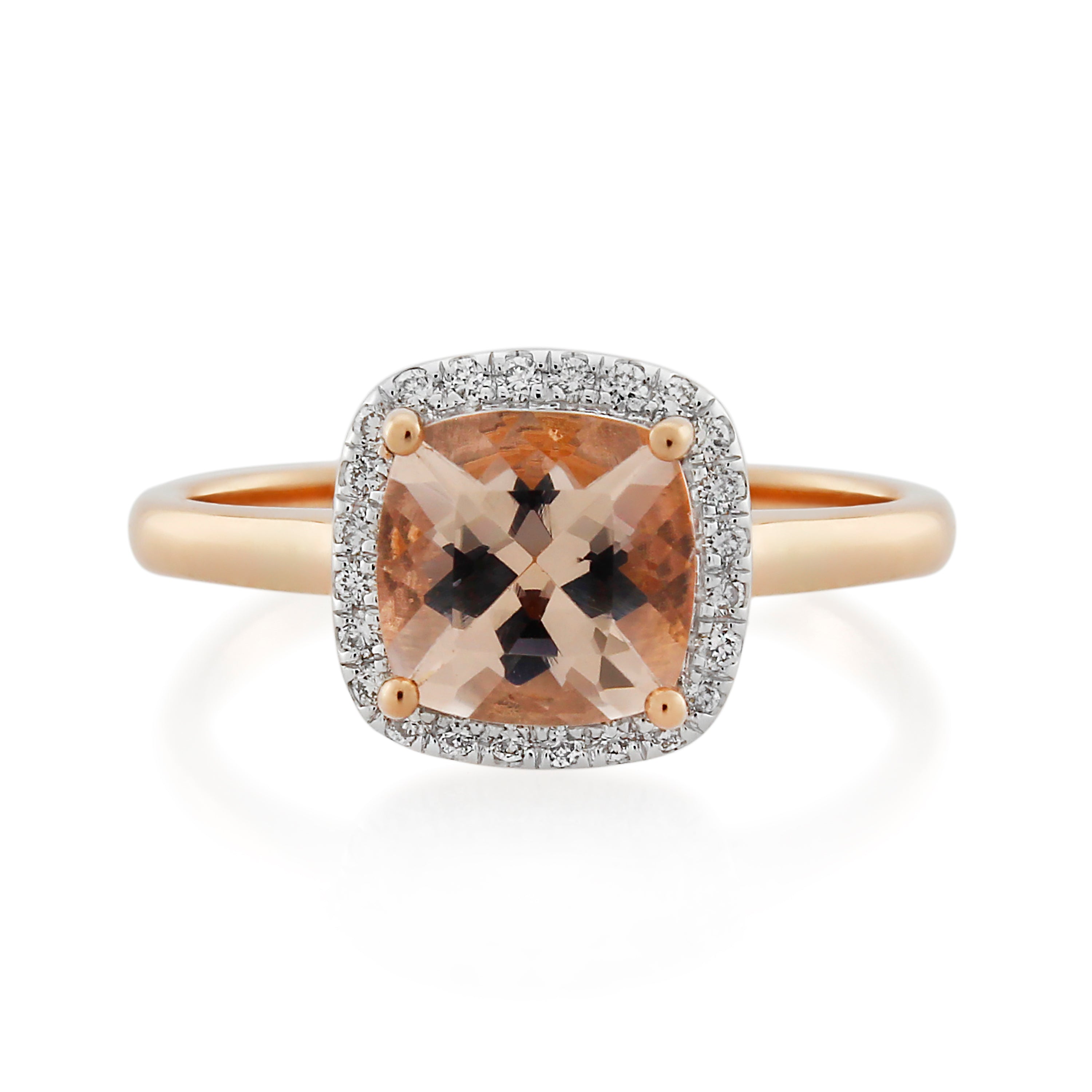 18ct Rose Gold Morganite & Diamond Ring