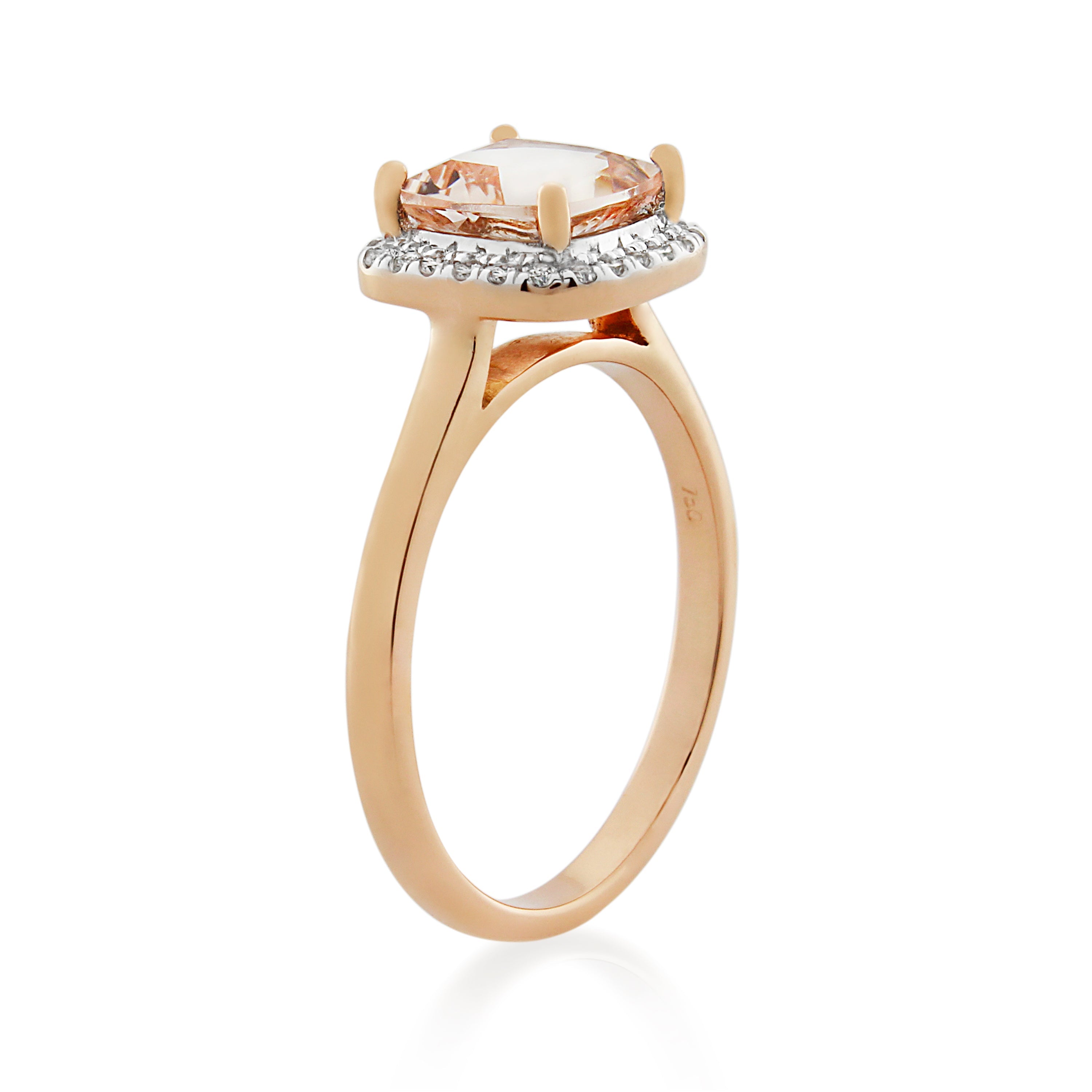 18ct Rose Gold Morganite & Diamond Ring