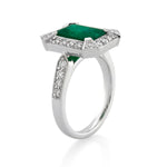 18ct White Gold Natural Emerald & Diamond Ring .56ct TW