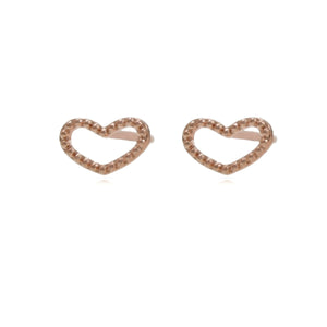 Sterling Silver  Petite  Heart Studs Rose Gold Plated