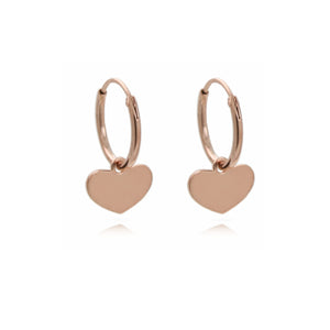 Silver Hanging Heart Sleeper Rose Gold Plated