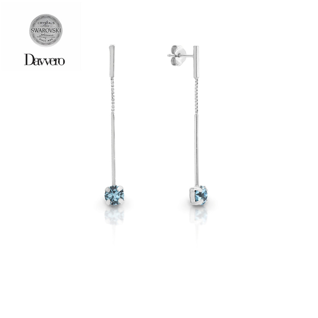 Sterling Silver Aqua Drop Earrings by Davvero with Crystals from Swarovski®