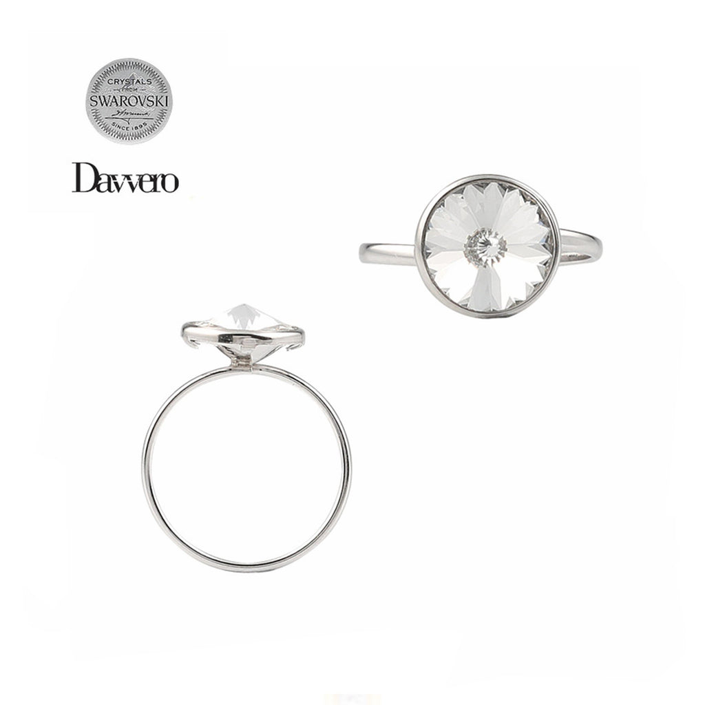 Davvero Sterling Silver Austrian Crystal Ring