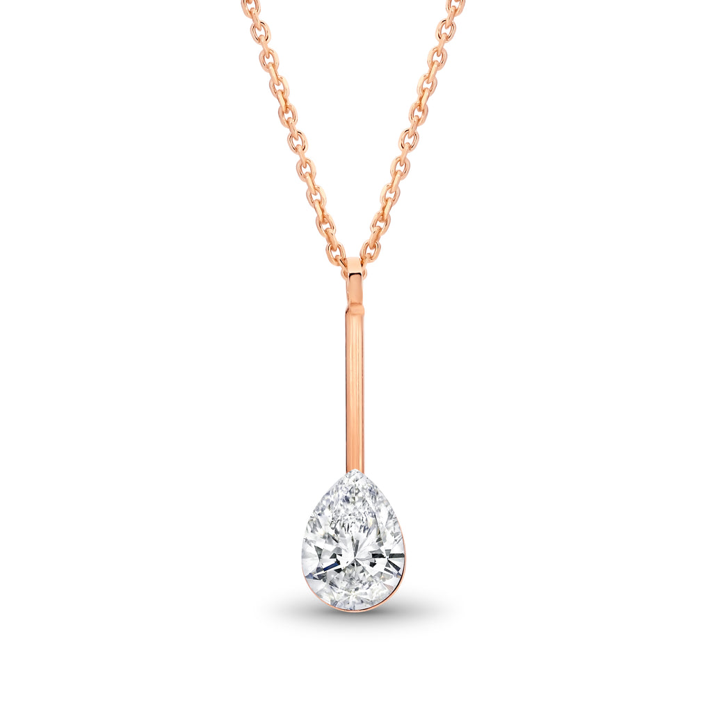 Davvero Sterling Silver Rose Gold Austrian Crystal Pear Pendant & Chain
