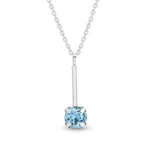 Sterling Silver Round 4 claw Aqua Pendant & Chain by Davvero with Crystals from Swarovski®