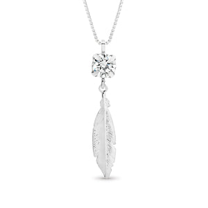 Sterling Silver Feather Pendant & Chain, by Davvero with Crystals from Swarovski®