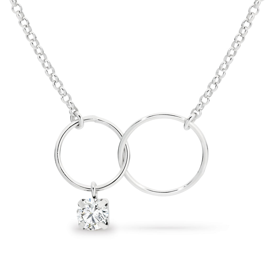 Sterling Silver Loop Necklace by Davvero with Crystals from Swarovski®