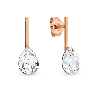 Sterling Silver Rose Gold Plated Pear Stud Earrings by Davvero with Crystals from Swarovski®