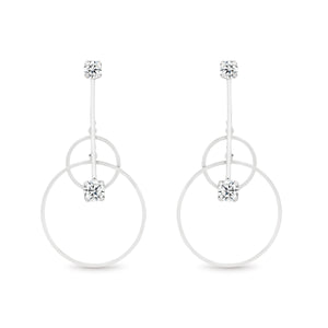 Sterling Silver Double Circle Statement Stud Earrings by Davvero with Crystals from Swarovski®
