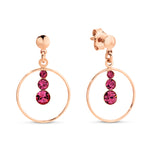 Sterling Silver Rose Gold Plated Circle Stud Earrings by Davvero with Crystals from Swarovski®