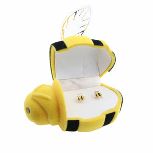 9ct Gold Enamel Bee Earrings & Gift Box