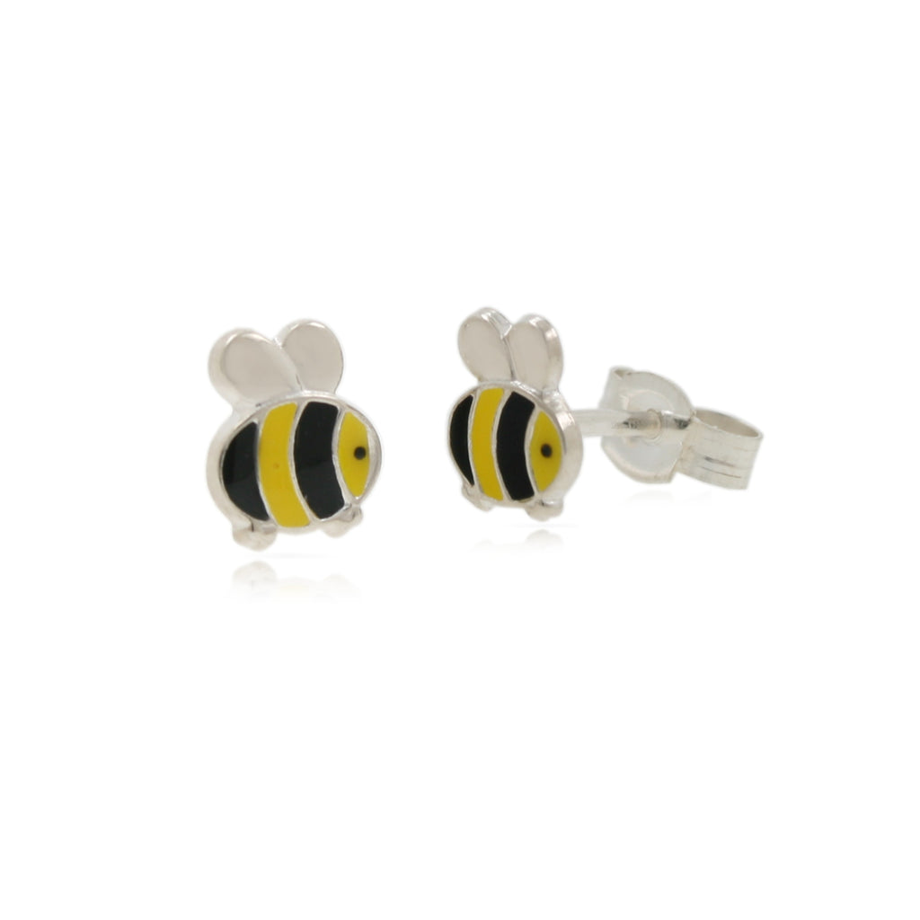 Sterling Silver Enamel Bee Earrings & Gift Box