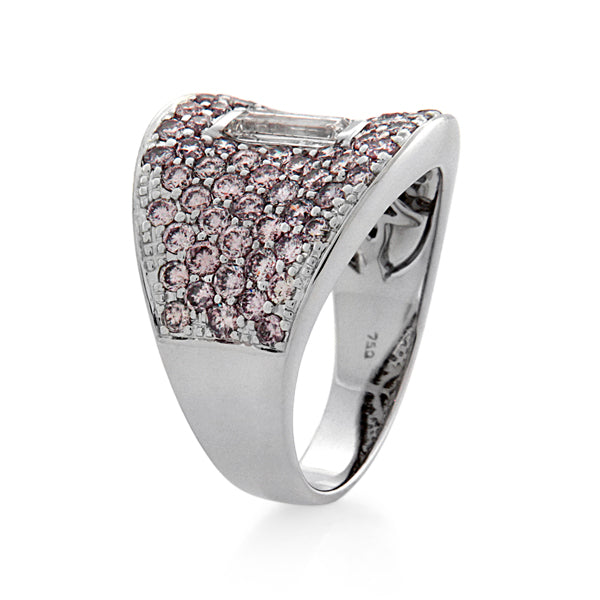 18ct White Gold Pink Diamond Pave Ring 2.67ct TW