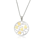 Stainless Steel Two Tone Flower Pendant
