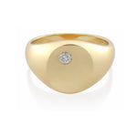 9ct Gold Diamond Set Oval Signet Ring