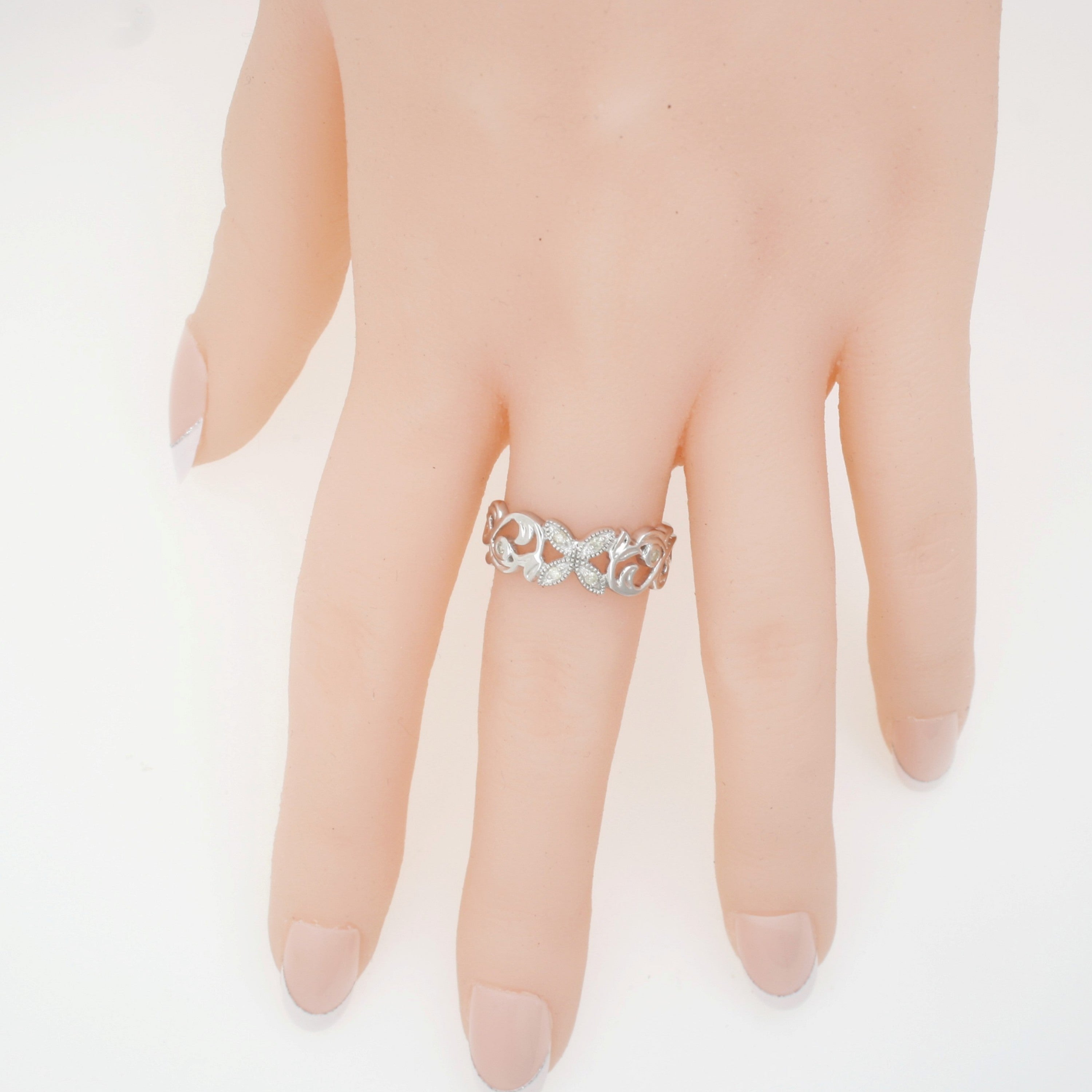 9ct White Gold Diamond Flower Ring