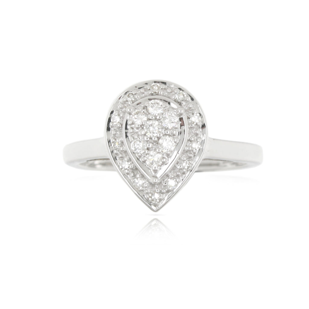 9ct White Gold Pear Shaped Cluster Ring .20ct TW