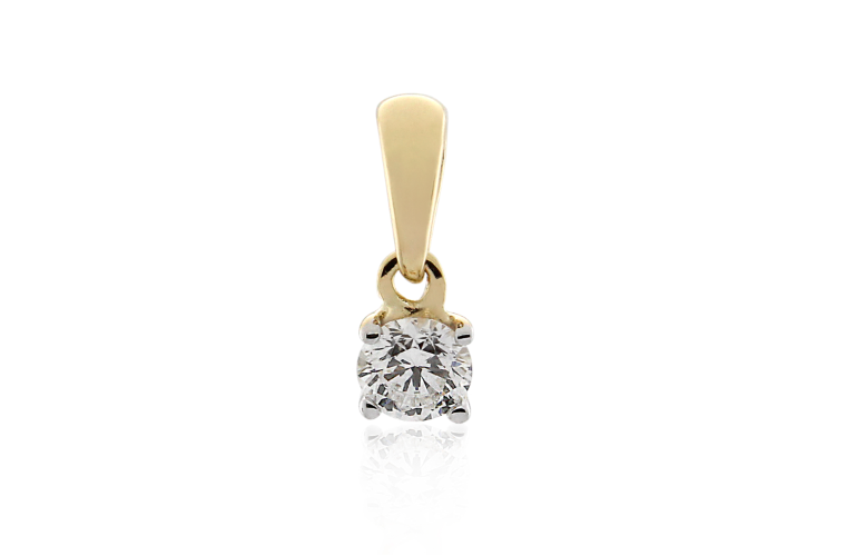 9ct Gold & Diamond Solitaire Pendant .15ct TW