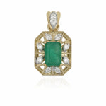 9ct Gold Natural Emerald & Diamond Pendant