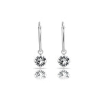 Sterling Silver Sleeper Earrings with Clear Austrian Crystals