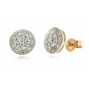 9ct Gold & Diamond Cluster Earrings .249ct TW