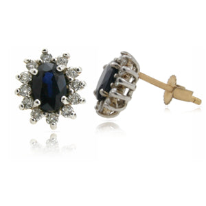 9ct Sapphire & Diamond Cluster Earrings .249ct TW